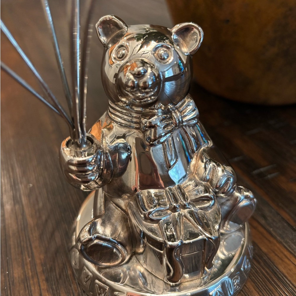 Vintage Godinger Silver-Plated Bear Figurine with 6 Balloon picture holders